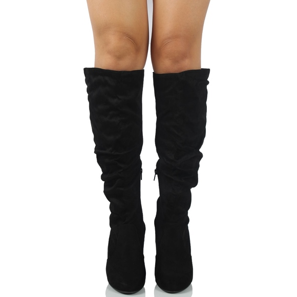 Size 10 Black faux suede slouchy Knee High Boot - Picture 4 of 8